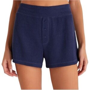 Z Supply Navy Blue‎ Ribbed Thermal Lounge Shorts Womens Size XL
